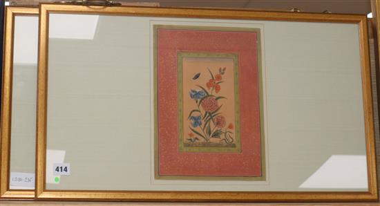 Shyamu Ramdev, pair of gouache, Studies of flowers, signed, 18 x 10cm